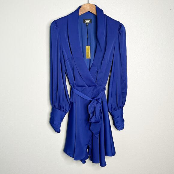 Alexia‎ Admor Phoebe Wrap Dress Lapis Blue Tie Belt women’s size 12 NEW with tag - Picture 2 of 15